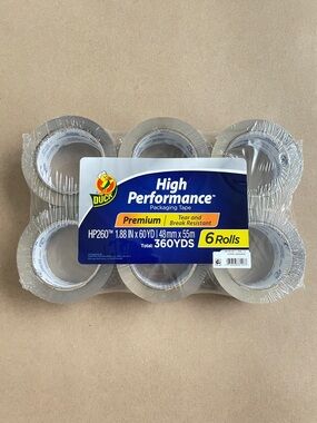 DUCK High Performance Premium Packaging Tape, clear, 6 rolls